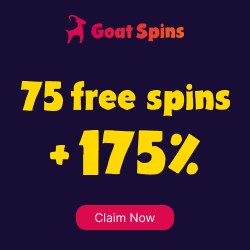 GOAT Spins Casino - 75 Free Spins + 175% bonus - Redeem Coupons CRUSH75 and 175CRUSH